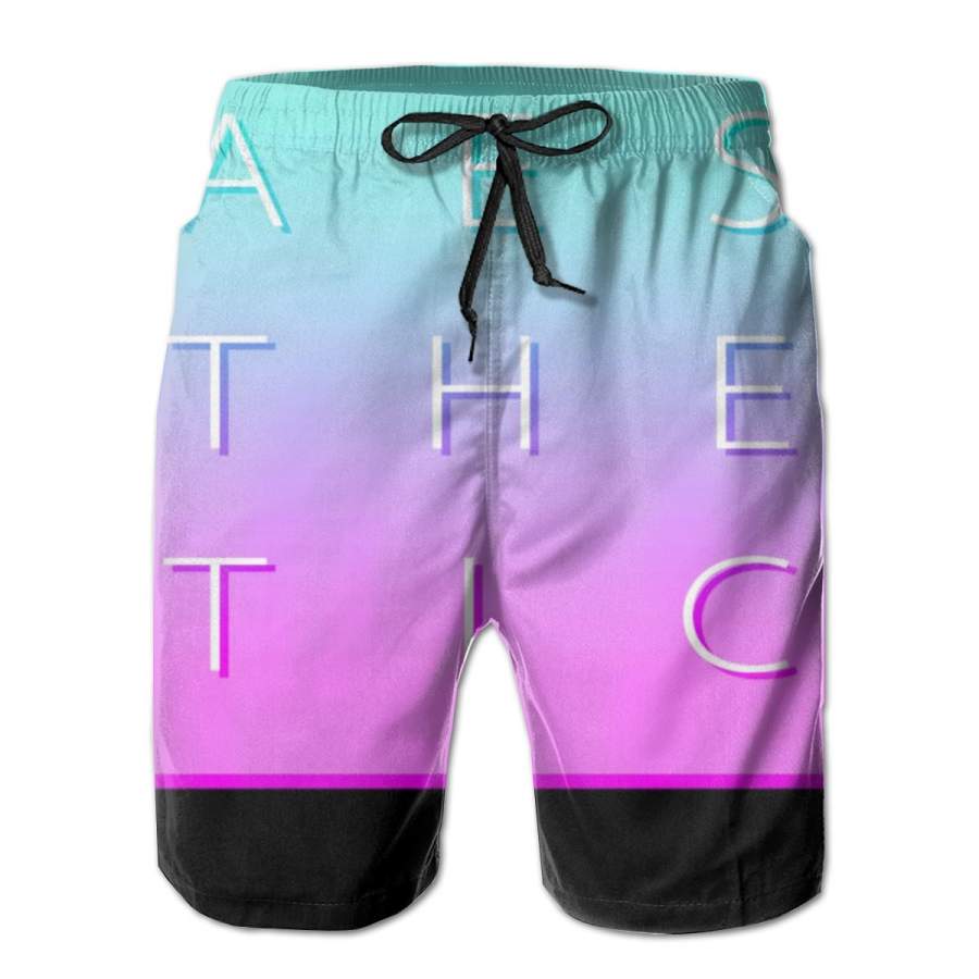 2 Pack Vaporware Aesthetic Square Horizontal Poster Men Swim Trunks Drawstring Elastic Waist Quick Dry Beach Shorts with Mesh Lining Swimwear Bathing Suits