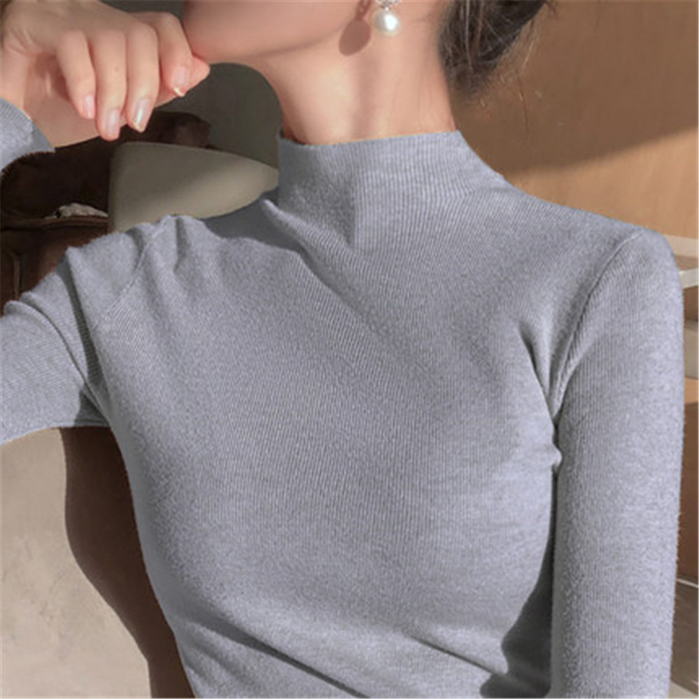 2020 Newest Knitted Women turtleneck Sweater Pullovers spring Autumn Basic Women highneck Sweater Pullover Slim female cheap top alx