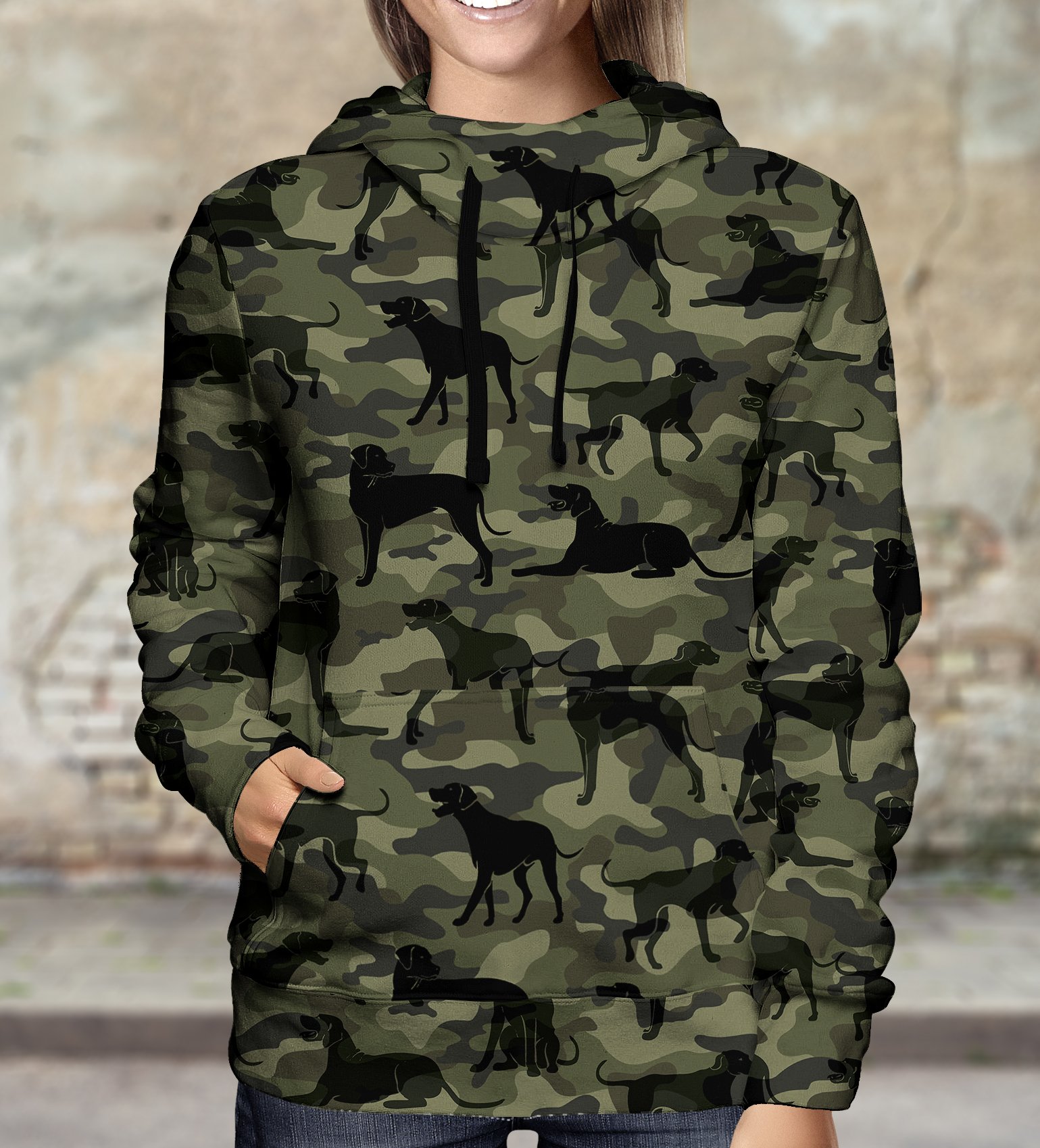 Street Style With Rhodesian Ridgeback Camo Hoodie V1