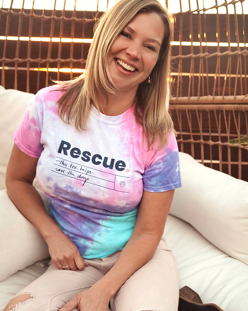 Pawz Rescue Navy Print Cotton Candy Tie Dye Tee