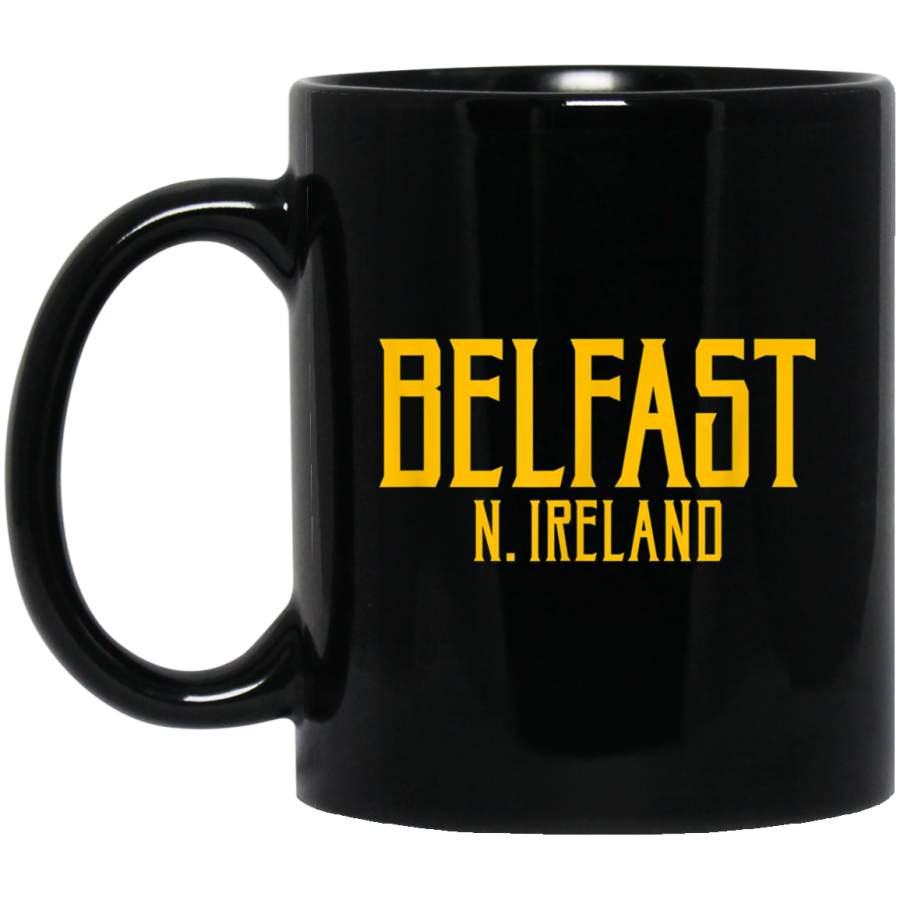 Belfast Vintage Text Amber Print Mug