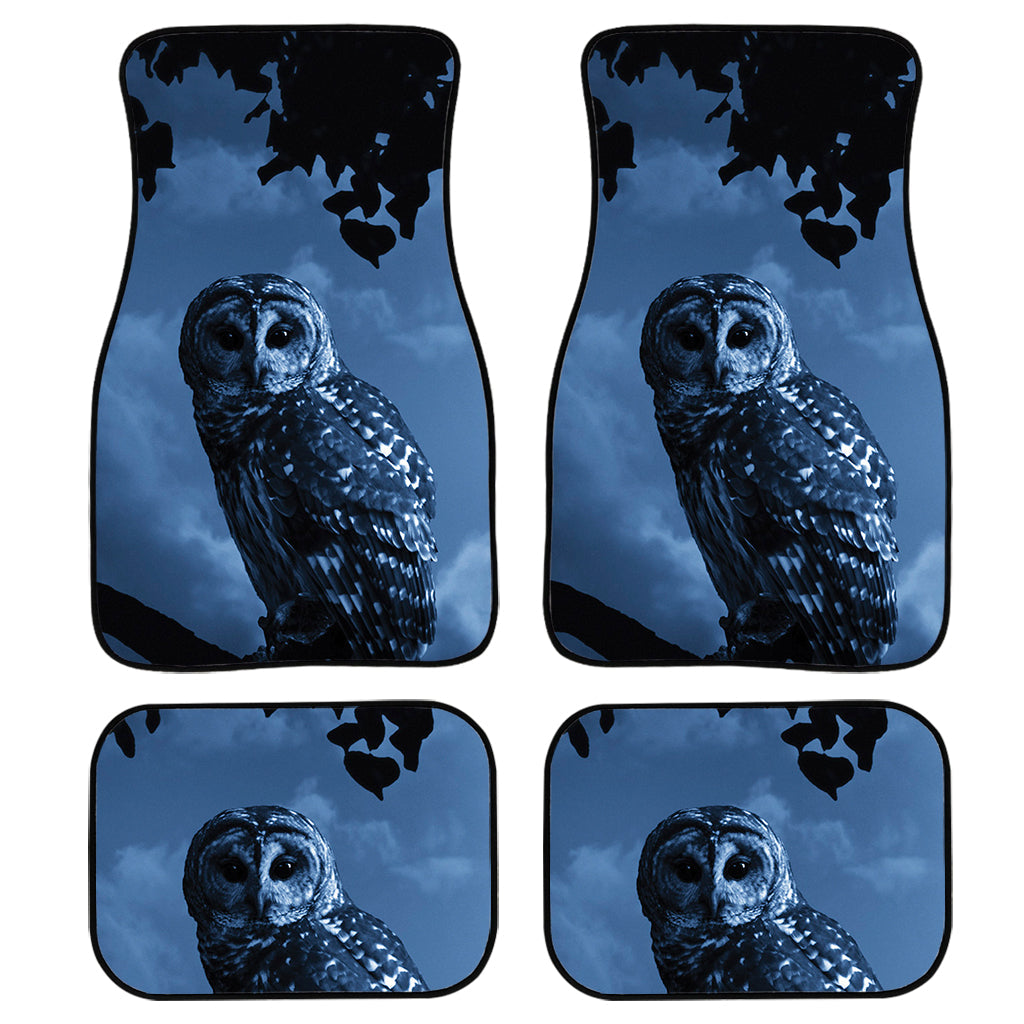 Full Moon Night Owl Print Front And Back Car Floor Mats, Front Car Mat