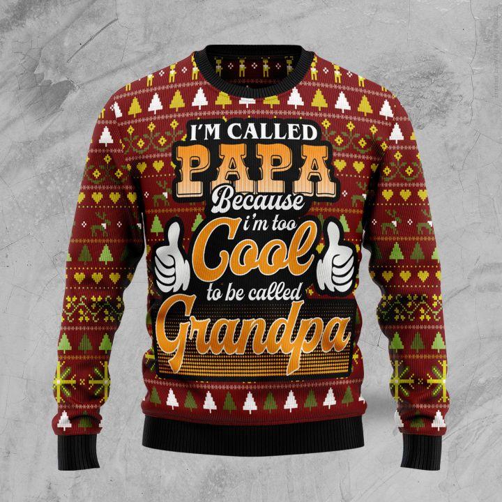 Too Cool To Be Called Grandpa Christmas Ugly Sweater | Unisex | Full Size | Adult | Colorful | US1473