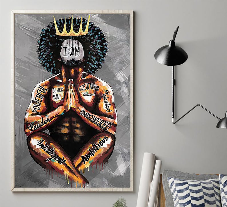 Black King Praying I Am Paper No Frame Canvas Poster Wall Art Decor