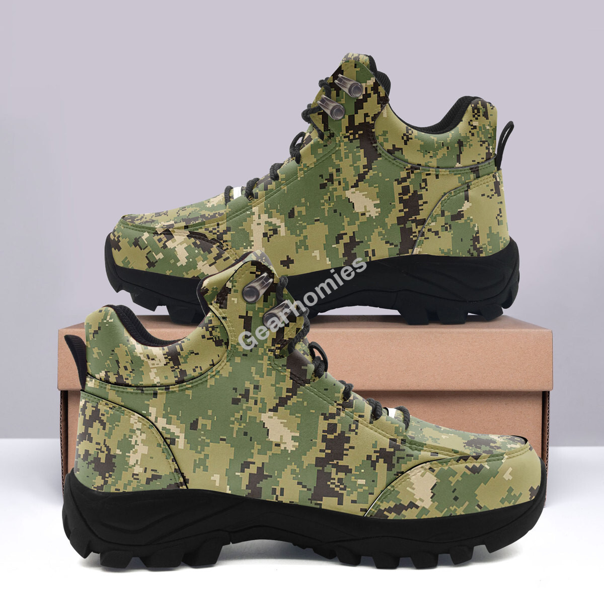 American Navy Working Uniform (Nwu) Type Iii (Aor-2) Woodland Camo Hiking Shoes