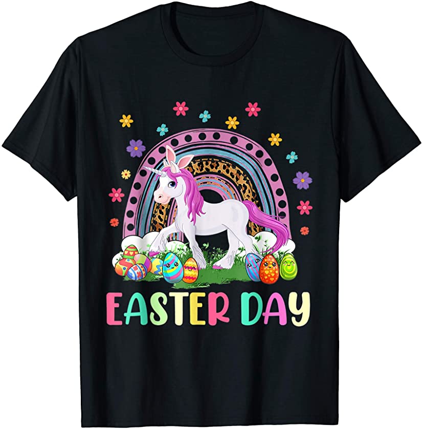 Rainbown Unicorn Easter Eggs Bunny Funny T-Shirt