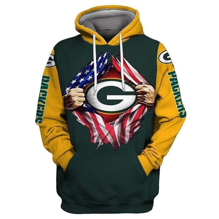 Green Bay Packers Hooded Pocket Pullover Sweater Hoodie Perfect Gift