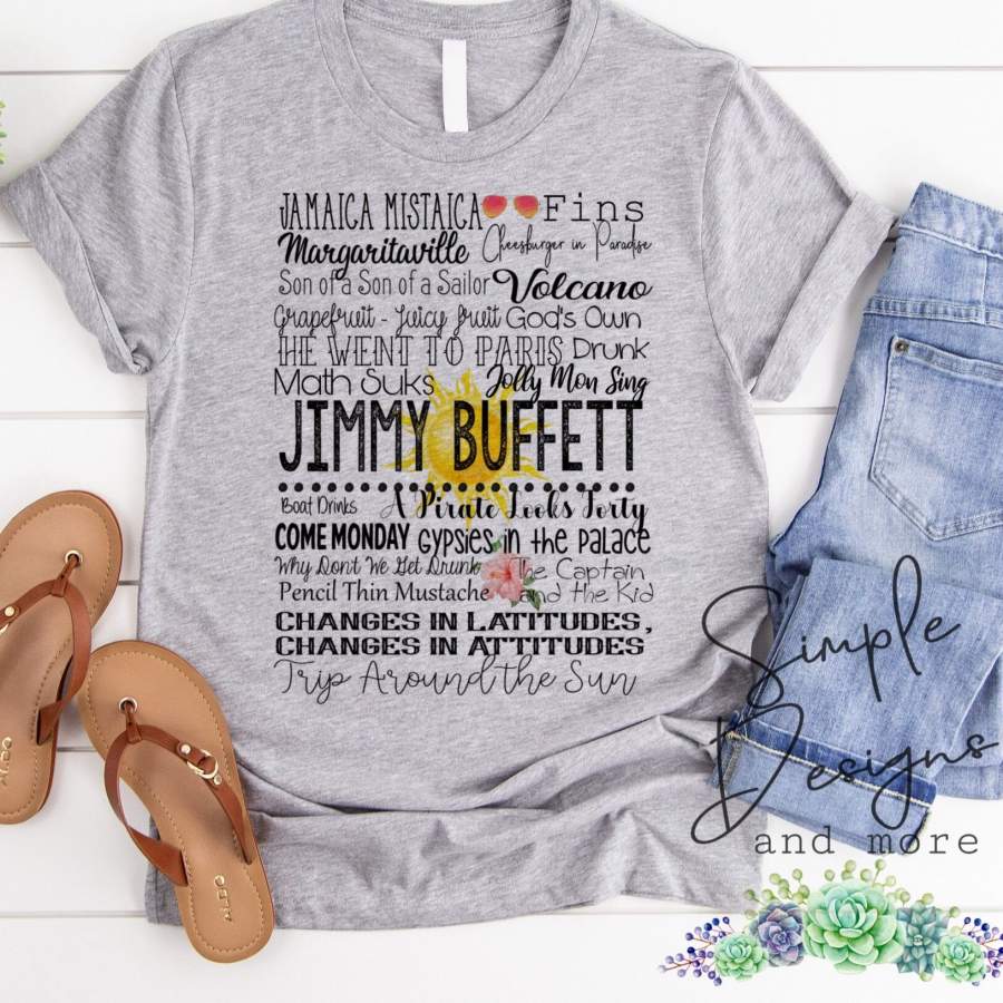 Jimmy Buffett Lyrics T-shirt, Raglan, Music Lyrics