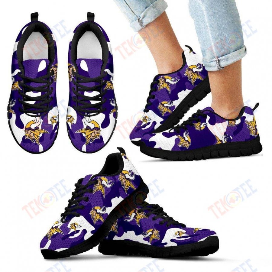 Mens Womens Minnesota Vikings Sneaker Cotton Camouflage Fabric Military Solider Style Sneaker Running Shoes For Men Women TDT451