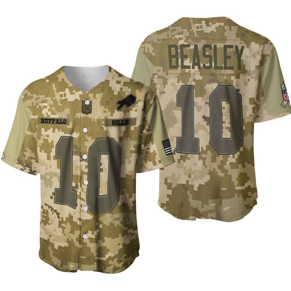 Buffalo Bills Cole Beasley #10 Great Player NFL American Football Team Logo Camouflage 3D Designed Allover Gift For Bills Fans Baseball Jersey