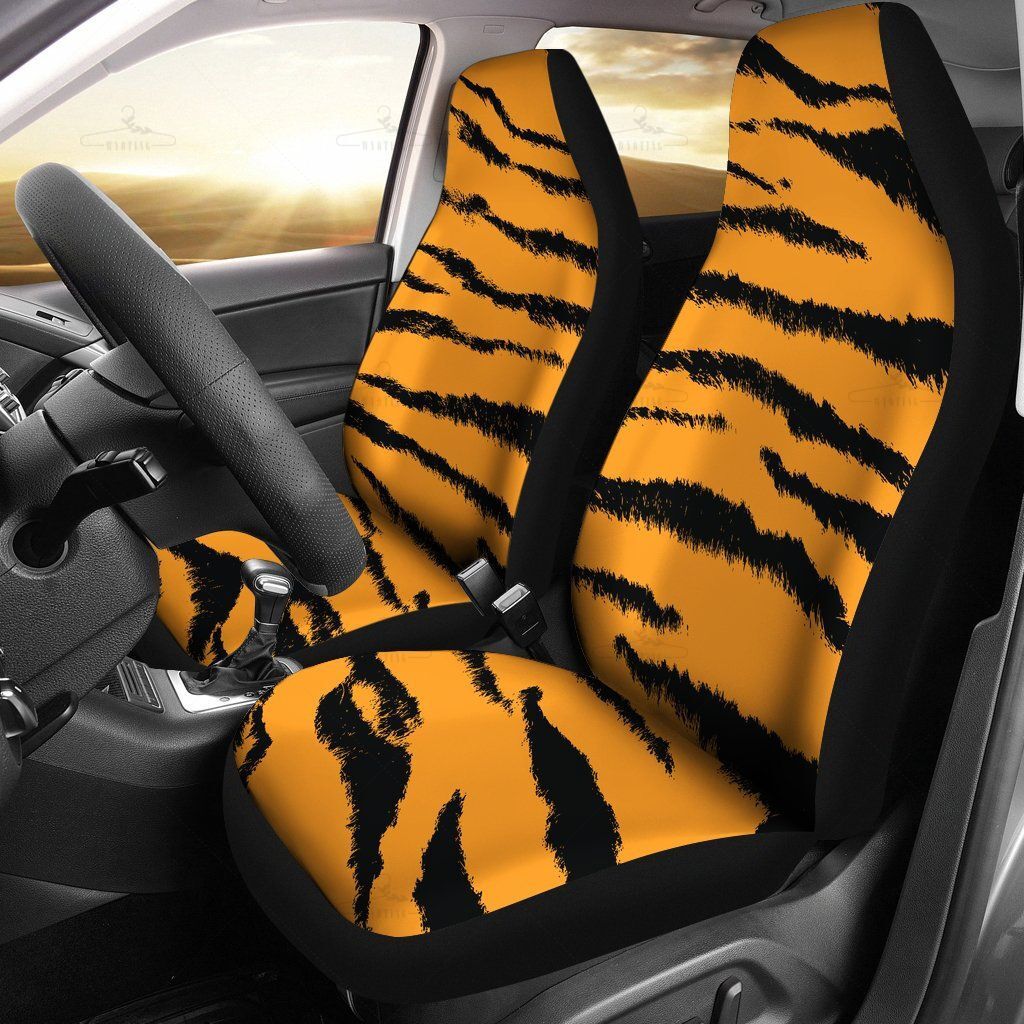 Tiger Print Car Seat Covers Pair, 2 Front Seat Covers, Car Seat Covers, Seat Cover For Car, Car Seat Protector, Car Accessory, Animal Print