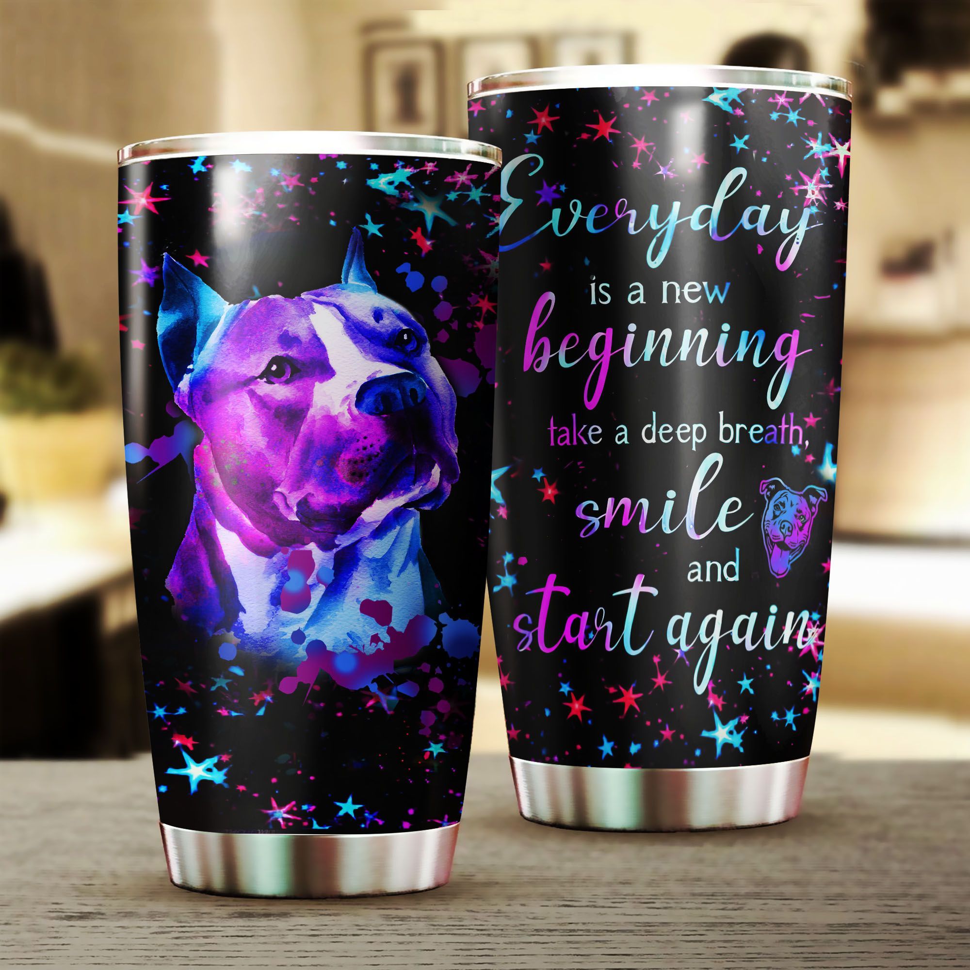 T Pitbulls – Smile And Start Again 3D All Over Printed Tumbler