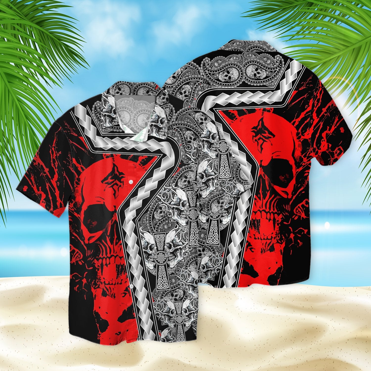 Skull Pattern Hawaii Shirt Ha36773