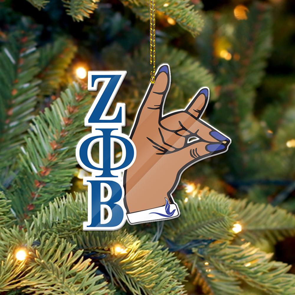 Wonderprint Ornament – Zeta Phi Beta Hand Sisn Greek Letter Shape Acrylic Ornament Lt10