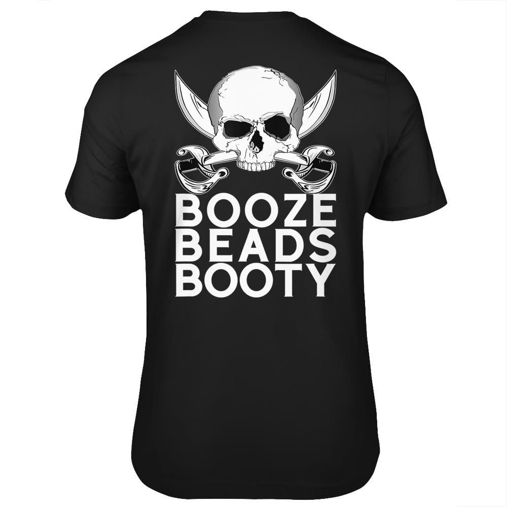 Booze Beads Booty Gasparilla Pirate Festival Skull T-shirt- Print on