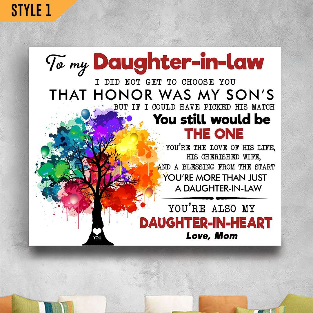 To My Daughter-In-Law From Mom  I Did Not Get To Choose You Colorful Tree Horizontal Canvas Wall Art Home Decor