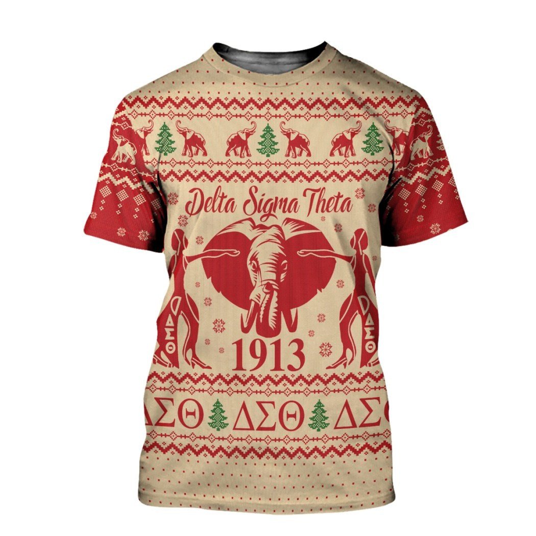 Sorority Tshirt – Delta Sigma Theta Elephant Christmas Tshirt