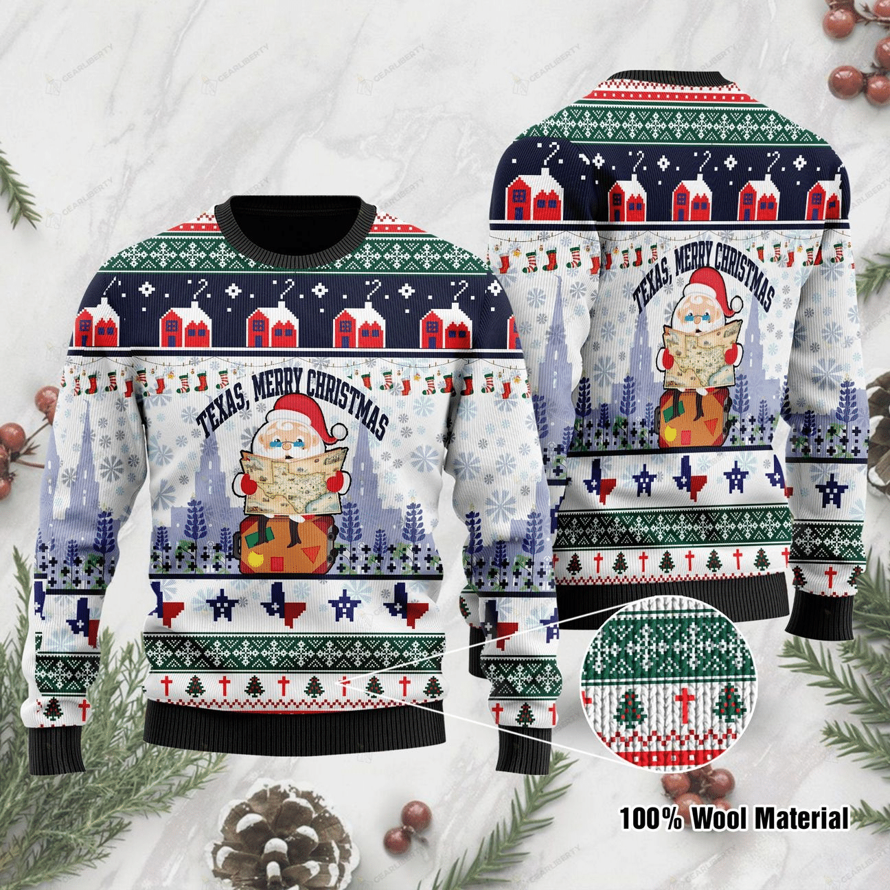 TEXAS MERRY CHRISTMAS JESUS SANTA CLAUS CHRISTMAS UGLY SWEATER TN1512101