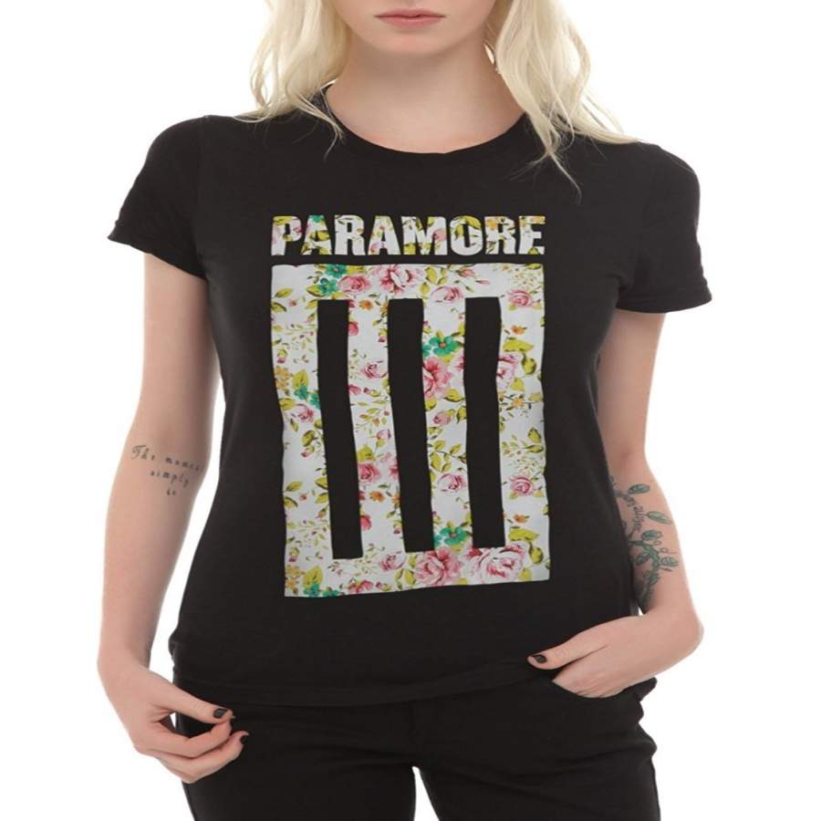 women fashion shirt Printed T-shirt Paramore Floral Bar Girls T-Shirt women short sleeve shirt