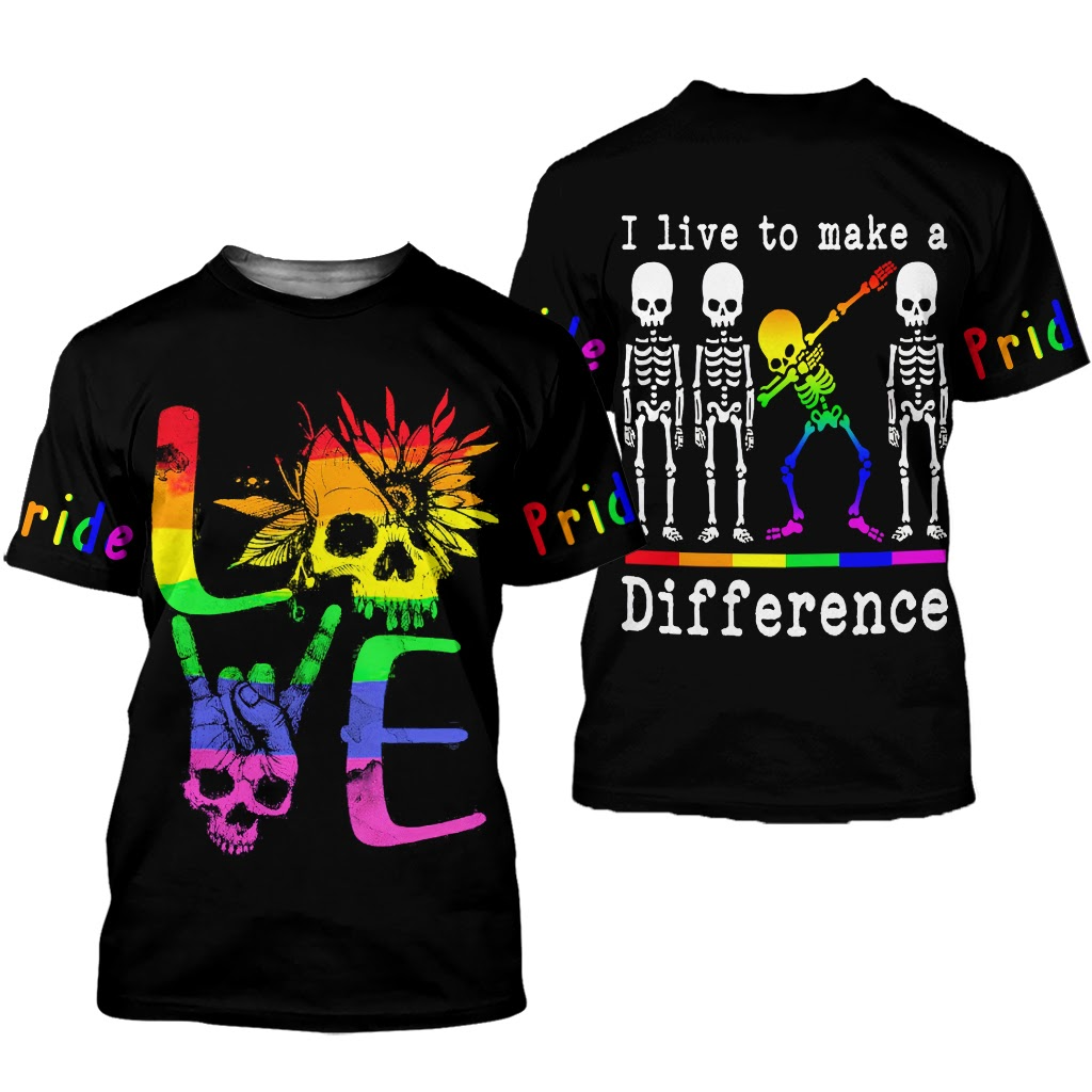 Pride Shirt For Women, Skulls Pride Shirt For Men, I Live To Make A Difference Lgbtq Pride Shirts