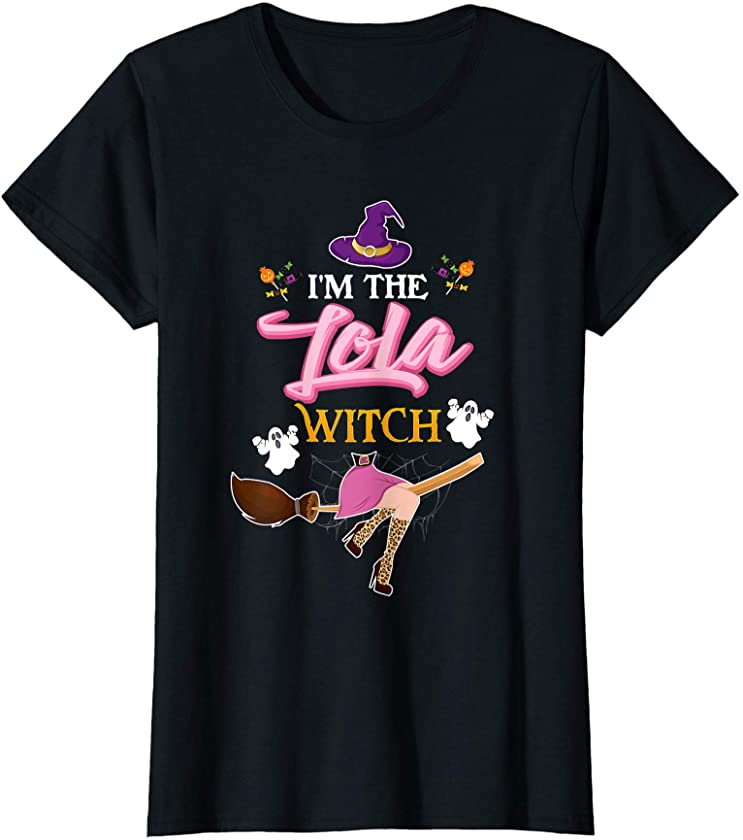 Womens I’m the Lola Witch Tees Gift Leopard Matching Halloween T-Shirt