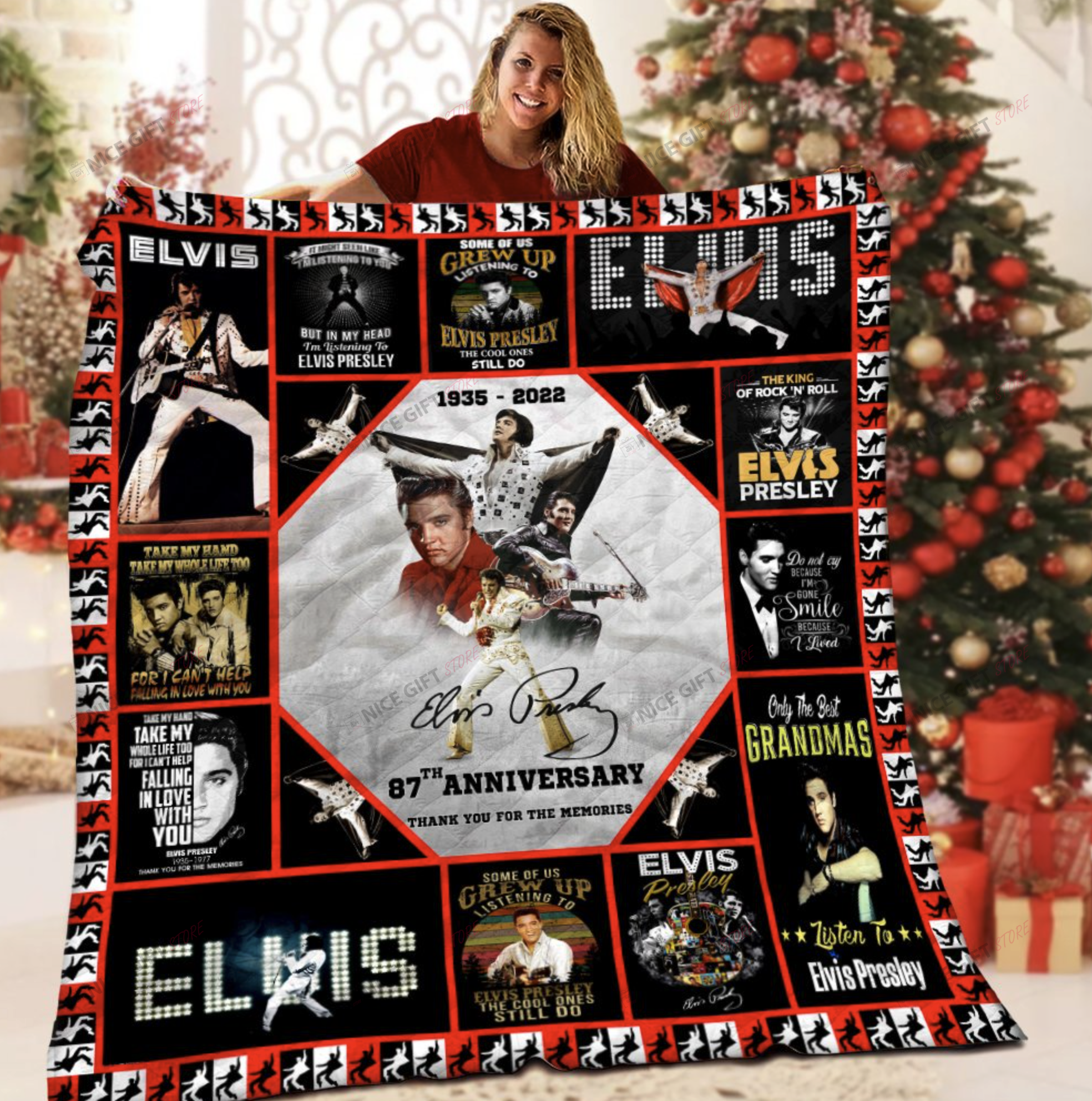 Elvis Presley Fleece Blanket Blk-P0H0