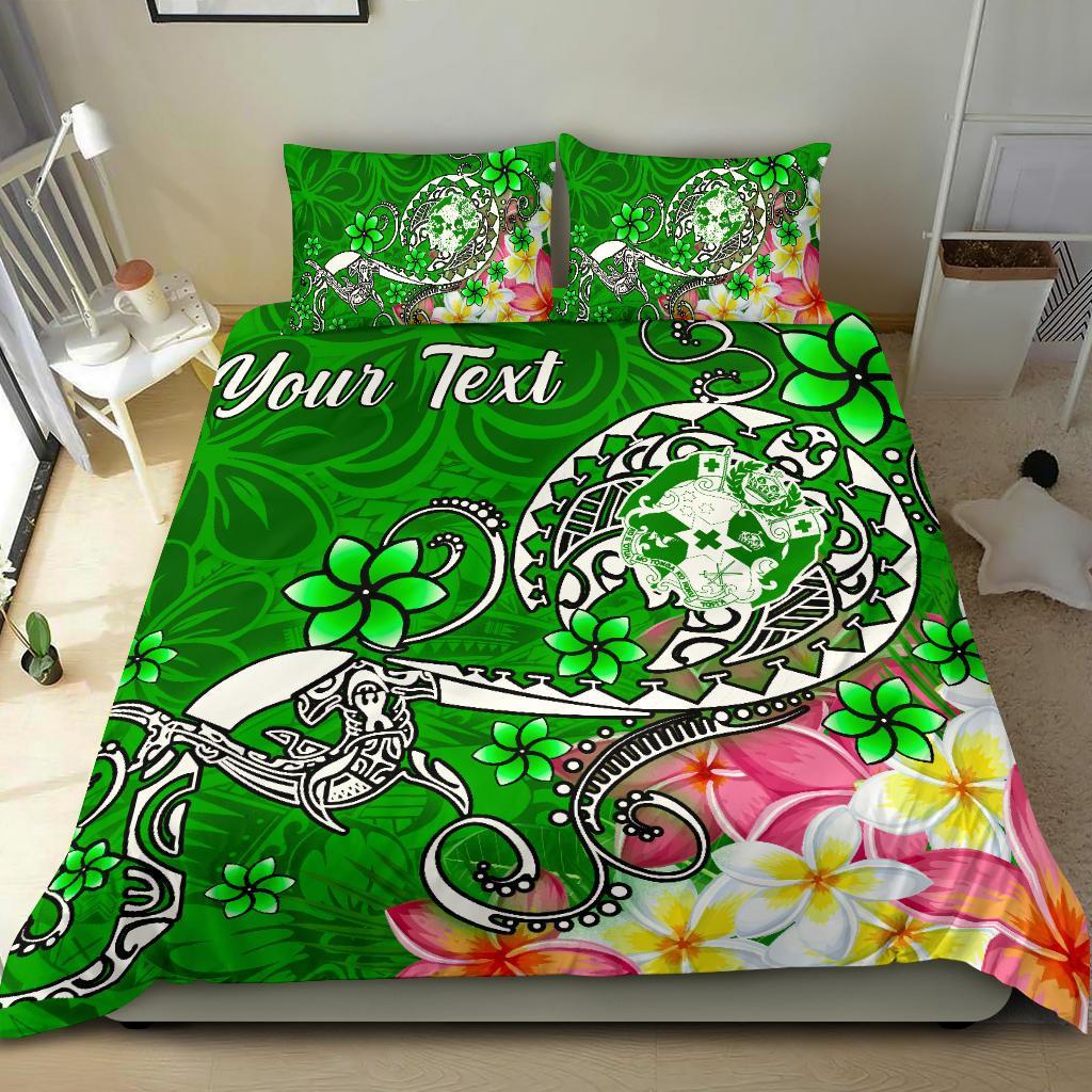 Tonga Custom Personalised  Bedding Set – Turtle Plumeria (Green) – BN18