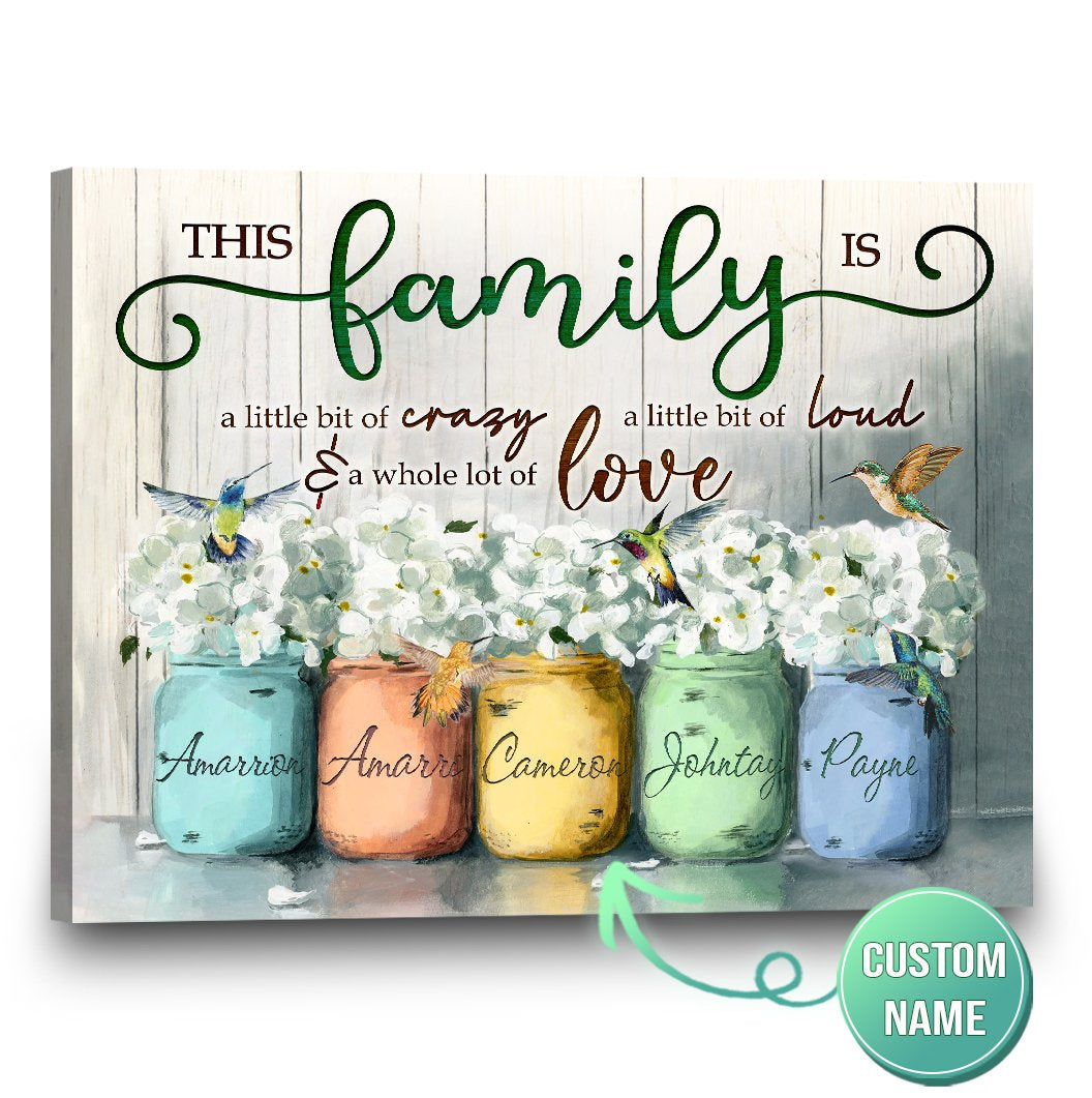 Personalized Name Text Flower  Multi- s Canvas, Poster Wall Art Family Is A Little Bit Of Crazy