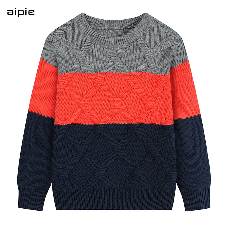 Thick Children’s sweaters cotton knit boys pullover sweaters Contrast color long-sleeved boys outerwear clothing alx