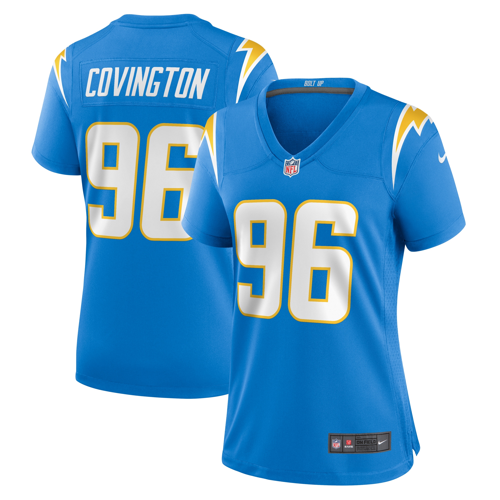 Christian Covington Los Angeles Chargers Women's Team Game Jersey – Powder Blue