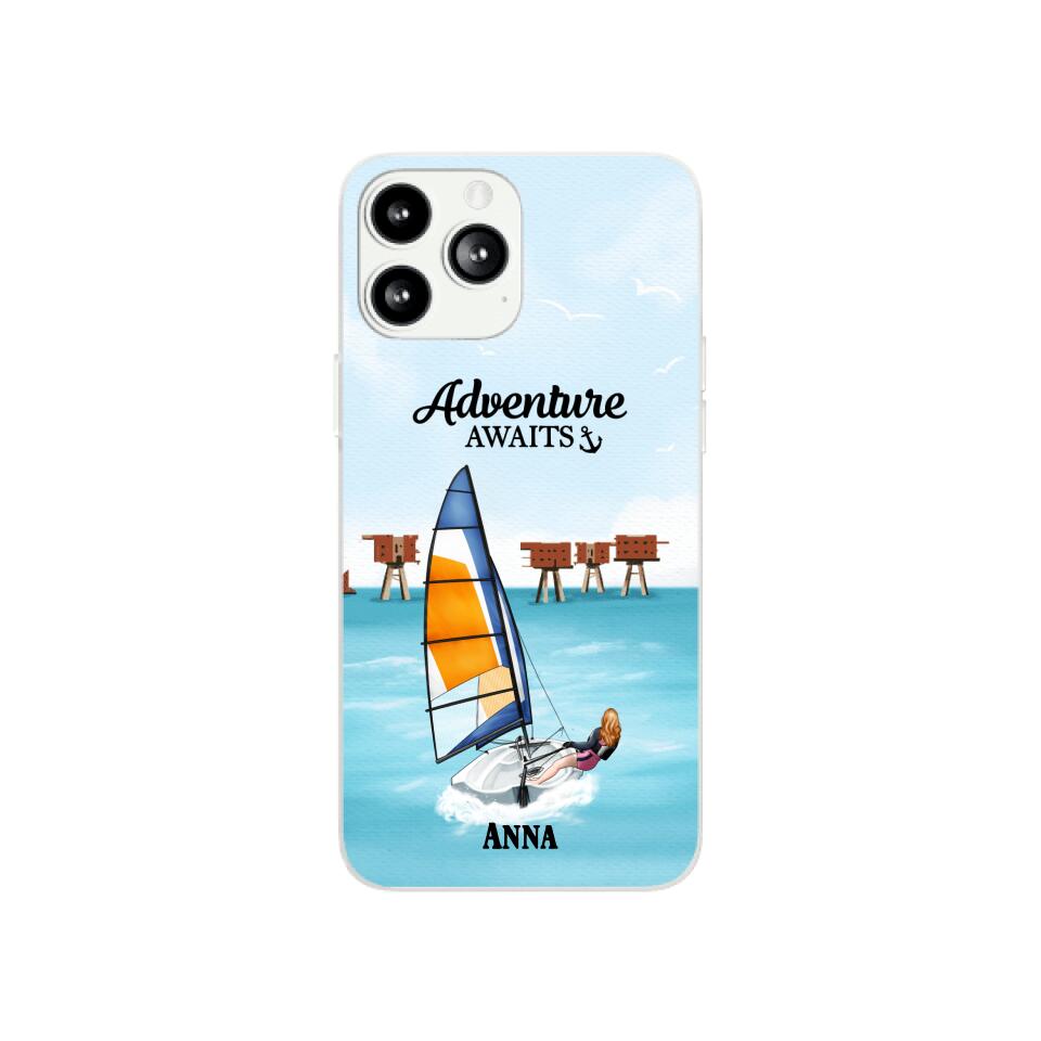 Adventure Awaits – Personalized Phone Case For Couples, For Him, Her, Sailing, Beach