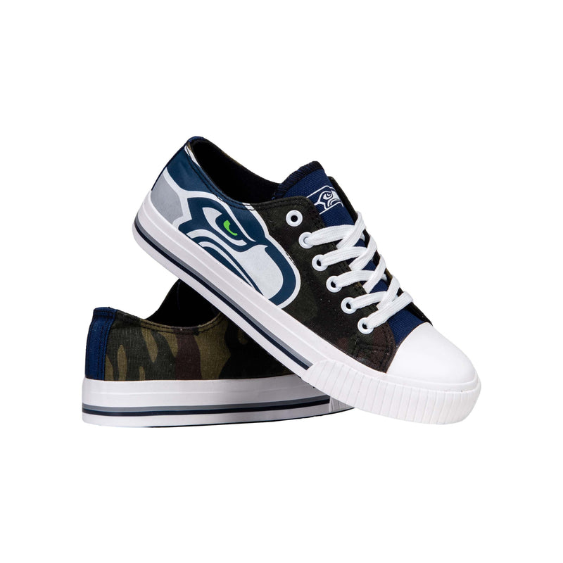 Seattle Seahawks NFL Womens Camo Low Top Canvas Shoes