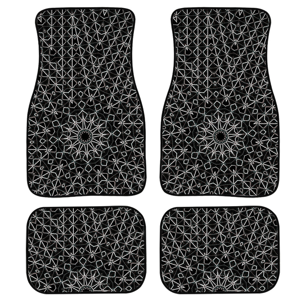 Black And White Kaleidoscope Print Front And Back Car Floor Mats, Front Car Mat