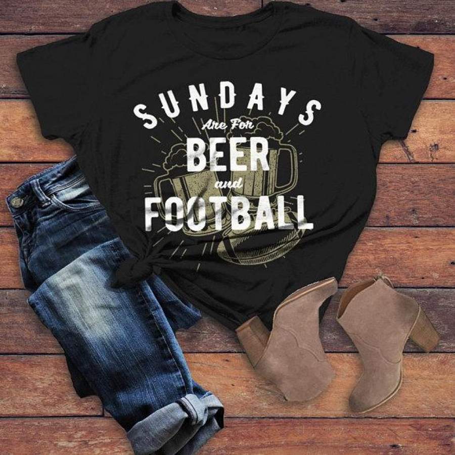 Women’s Football T Shirt Sundays Are For Tshirt Football Beer Shirts Vintage Graphic Tee