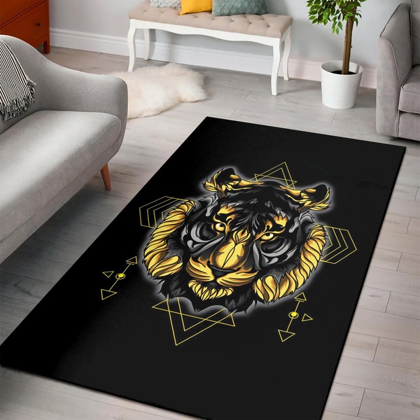 Tiger Sacred Geometry Area Rug Living room and bedroom Rug US Gift Decor