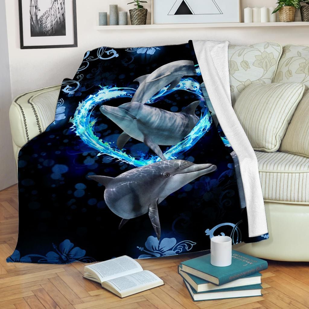 Dolphin I Love You Fleece Blanket