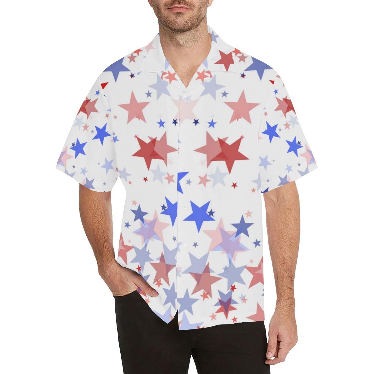 Usa Star Pattern Men’S All Over Print Hawaiian Shirt