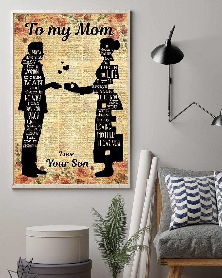 I Know Not Easy For A Woman To Raise A Man Canvas And Poster, Happy Mother’S Day Ideas, Mother’S Day Gift From Son To Mom, Warm Home Decor Wall Art Visual Art