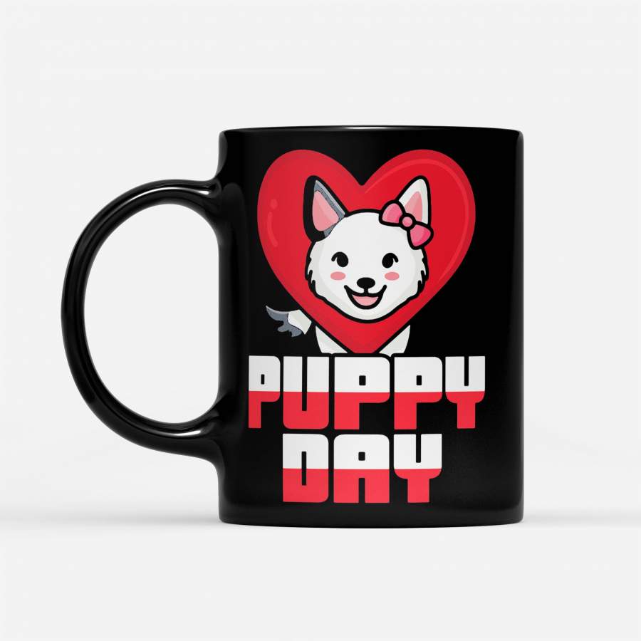 Puppy Day Love Dog Heart – Black Mug