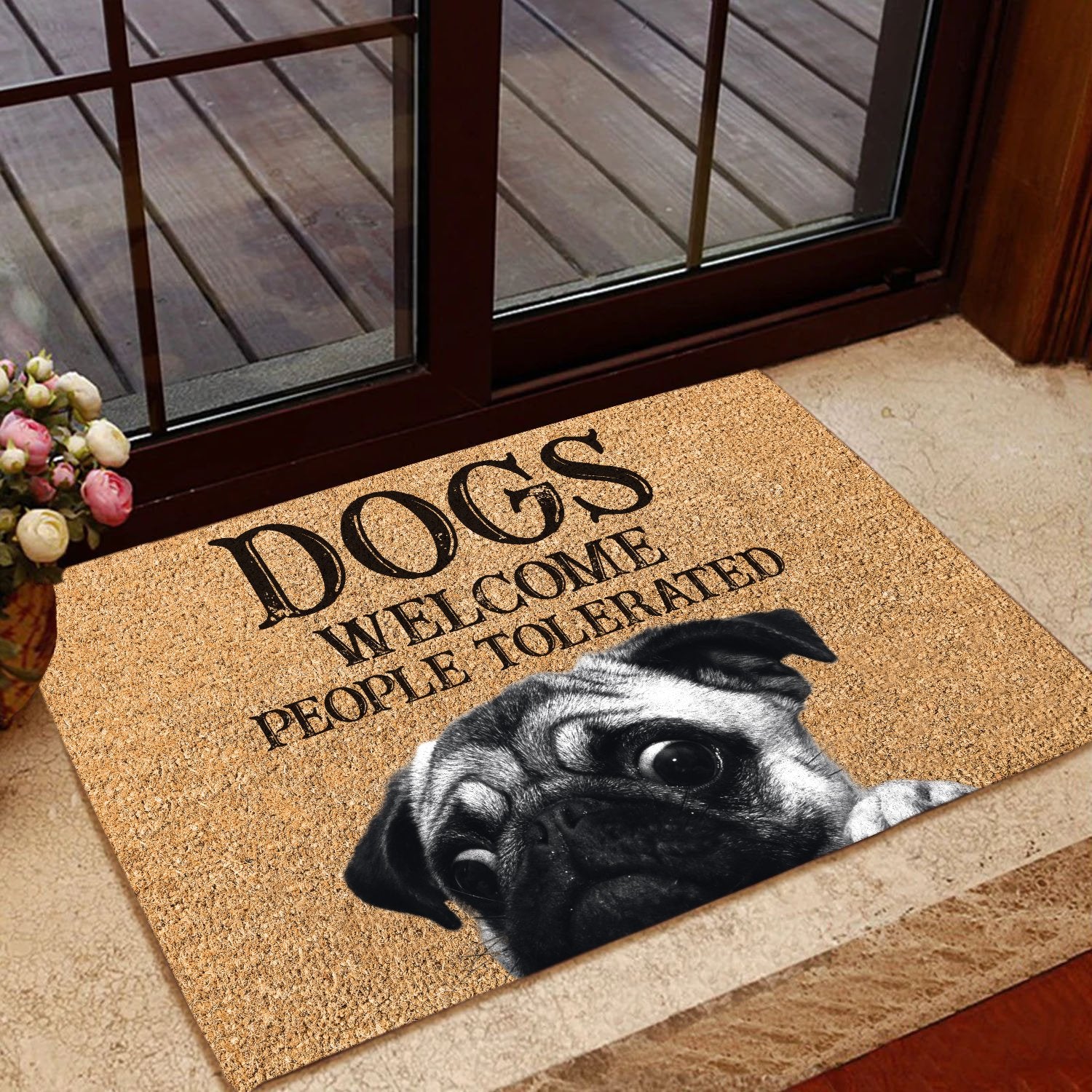 Dogs Welcome People Tolerated Coir Pattern All Over Printing Doormat Pre2133