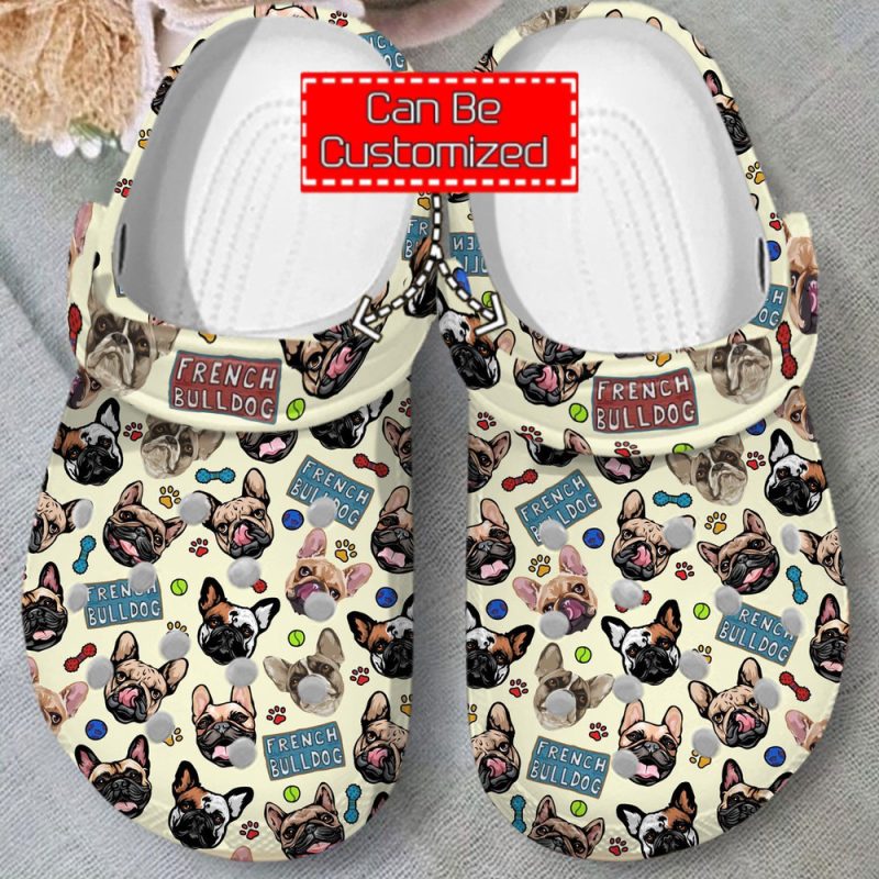 Animal Print – French Bulldog Pattern Clog Shoes For Men And Women