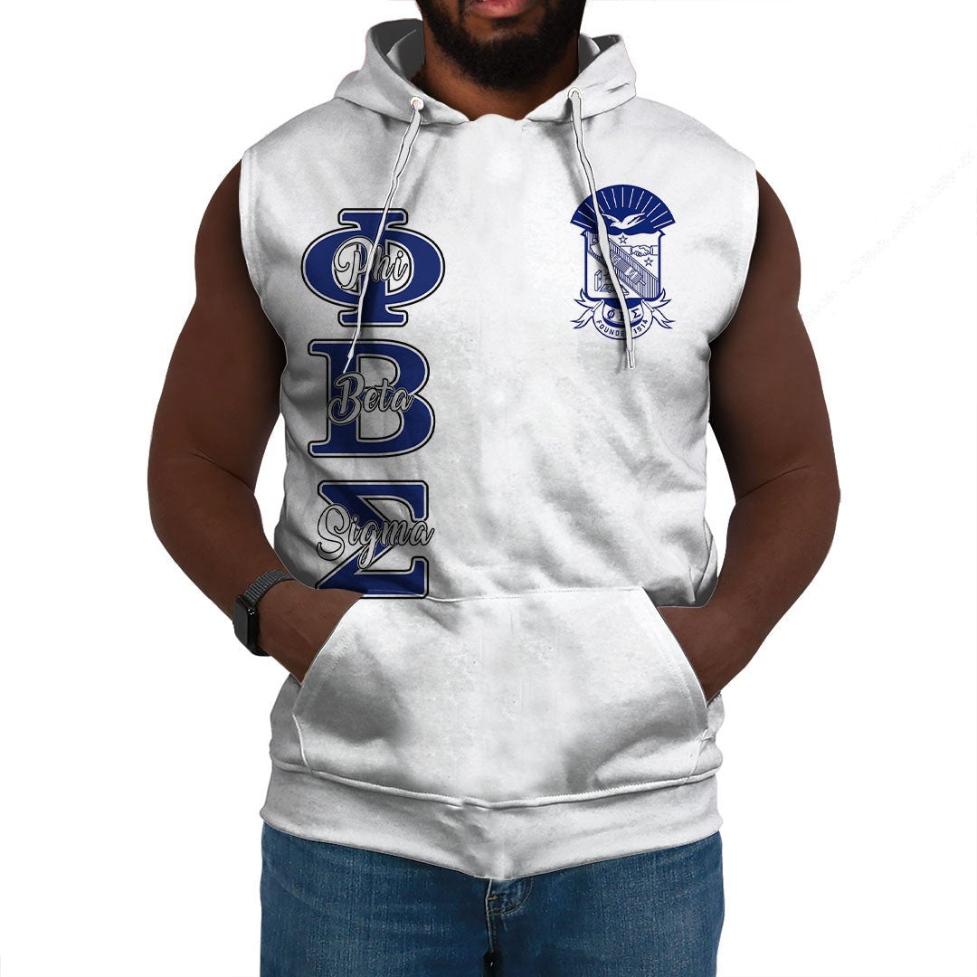 Fraternity Hoodie – Personalized Phi Beta Sigma White Sleeveless Hoodie