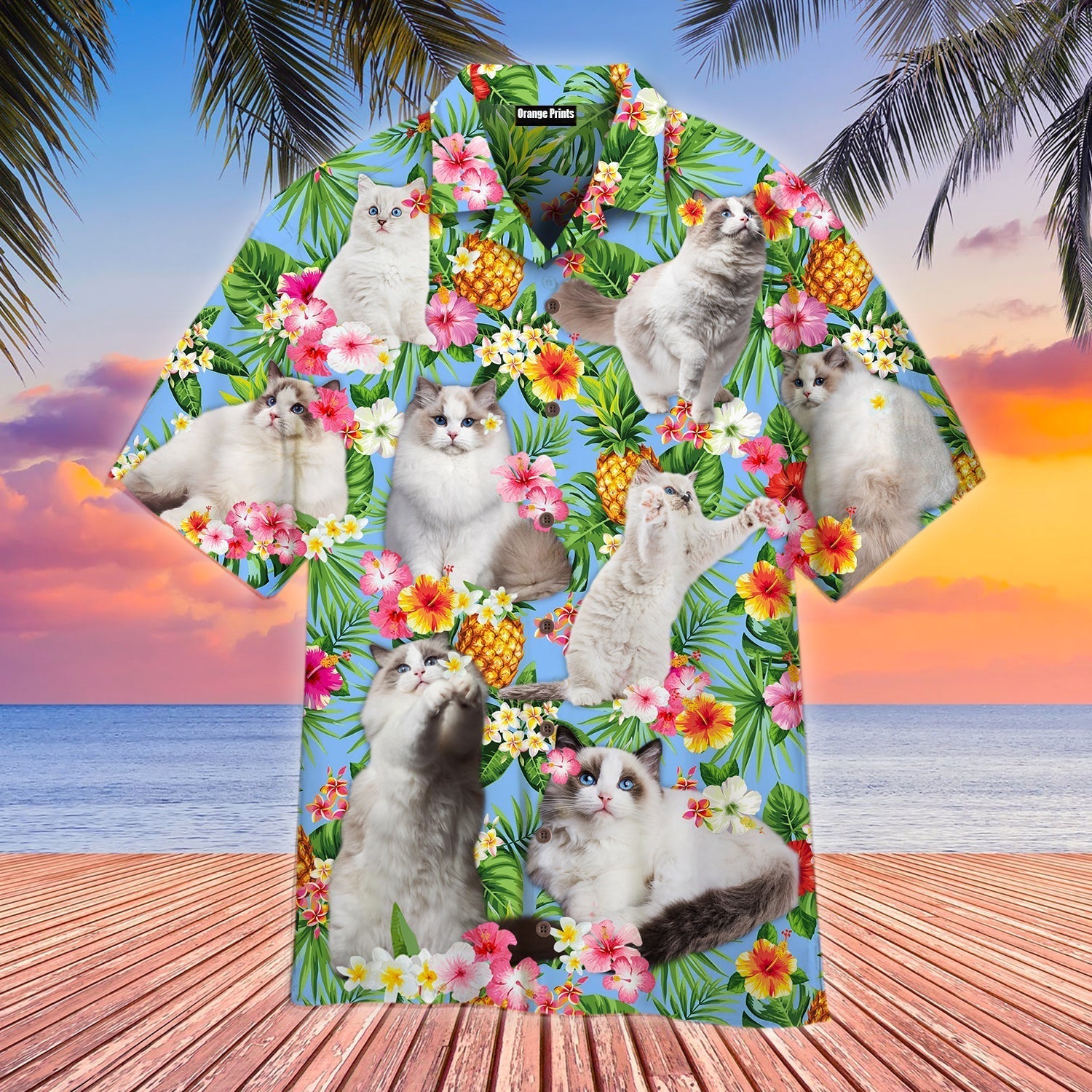 Funny Pagdoll Cat Pinapple Tropical Hawaii Shirt For Men And Women Ha83867