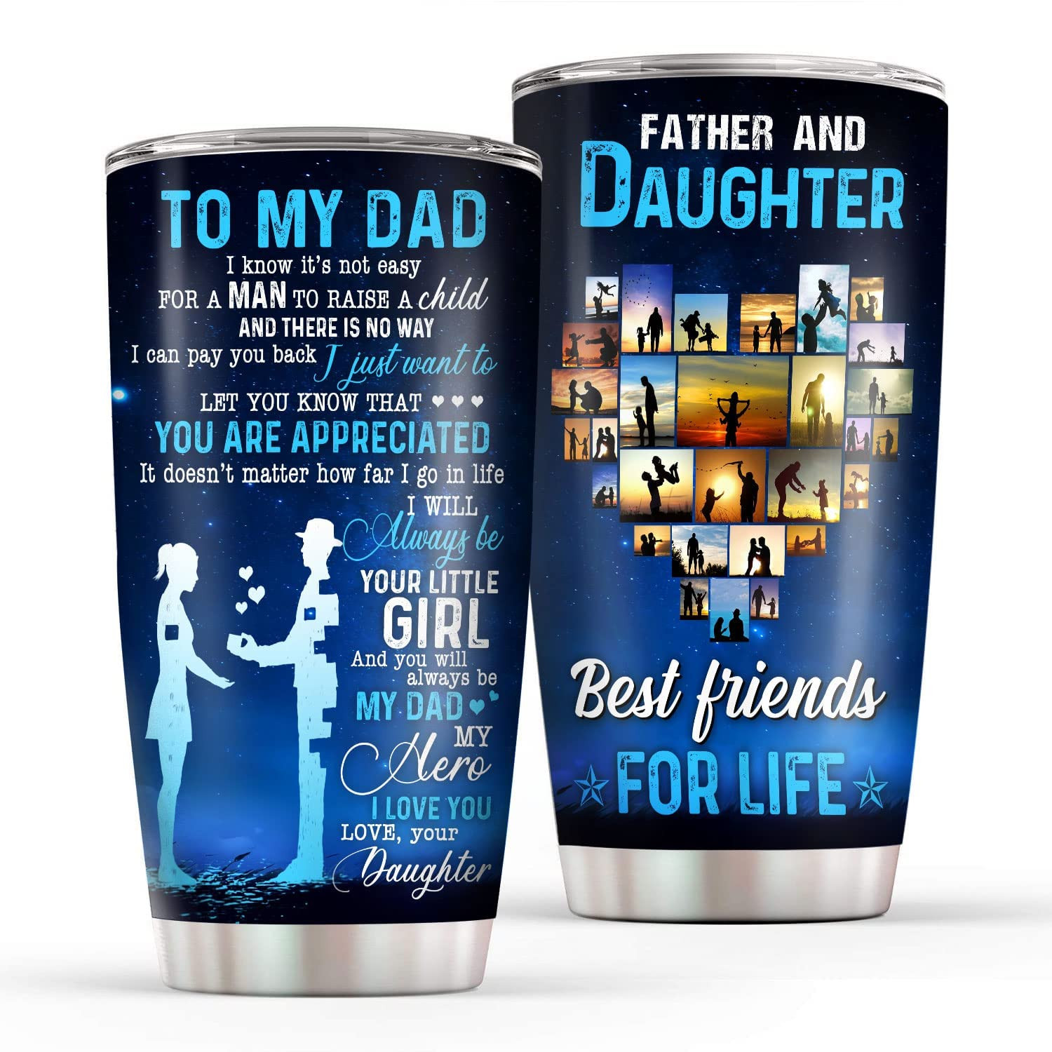 Fathers Day Gifts From Daughter – Gift For Dad Birthday Stainless Steel Tumbler With Lid 20 Oz – Christmas Gift For Father Husband – Men Travel Coffee Mug Cup Daddy Gift