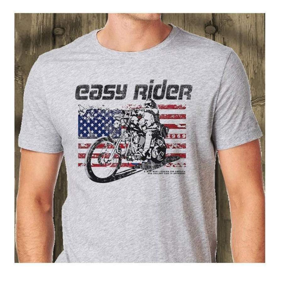 Easy Rider Classic Biker Movie Vintage T-Shirt Biker Motorcycle Grey T-Shirt