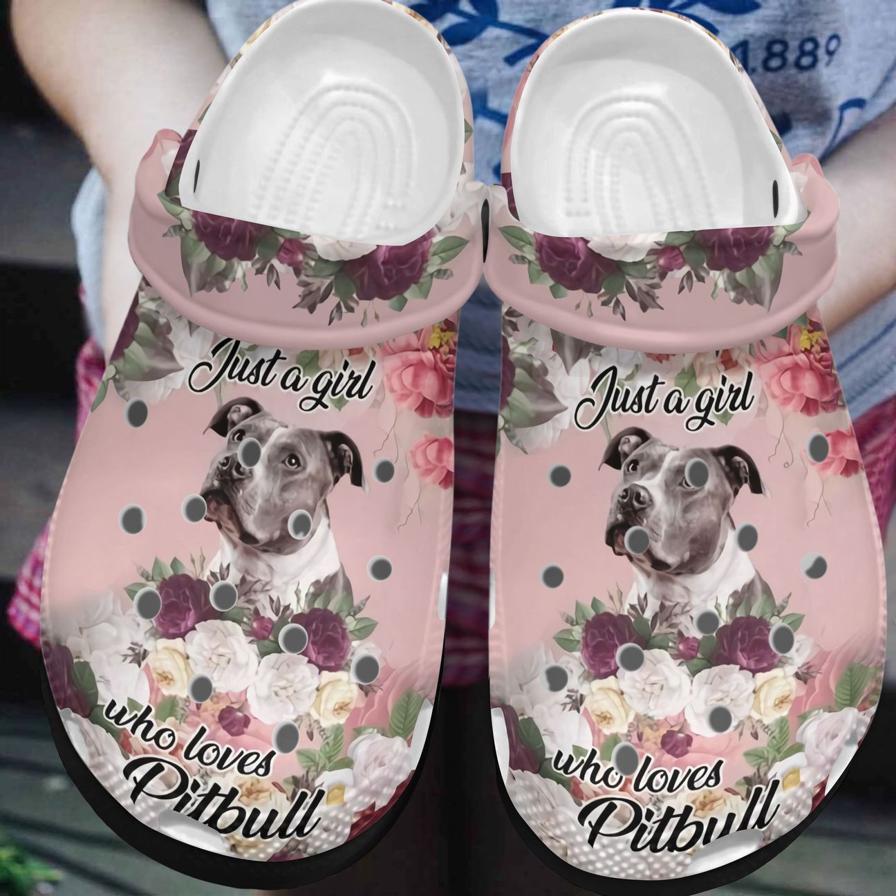 Pitbull Personalized Clog, Custom Name, Text, Color, Number Fashion Style For Women, Men, Kid, Print 3D Just A Girl Who Loves Pitbull