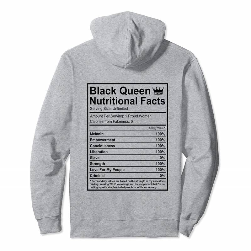 Afrocentric Black Queen Nutritional Facts African American Pullover Hoodie, T-Shirt, Sweatshirt, Tank Top, Racerback, Dolman