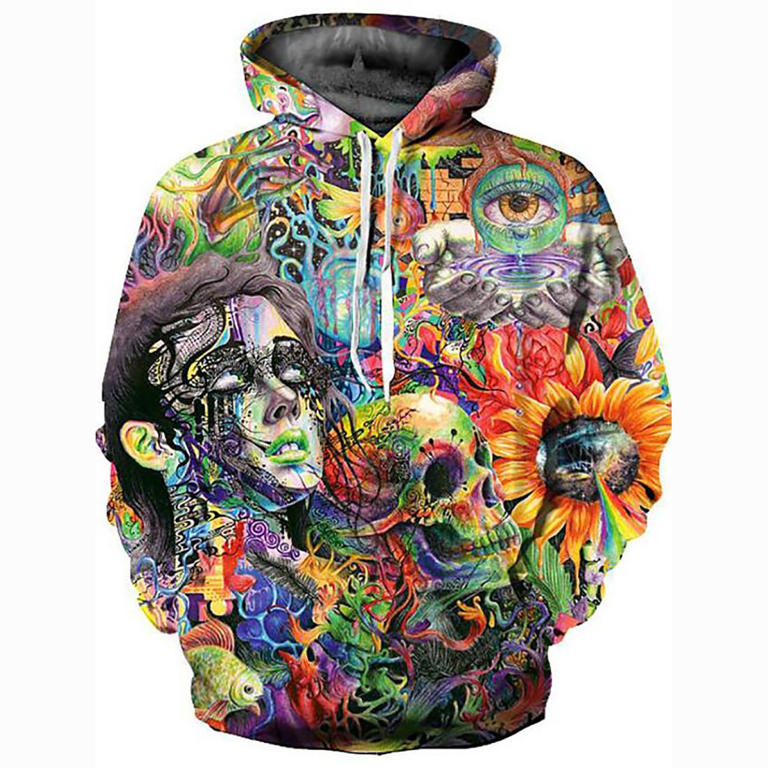 3D Printed Cartoon Skull Hoodie – Hooded Painting Art Pullover