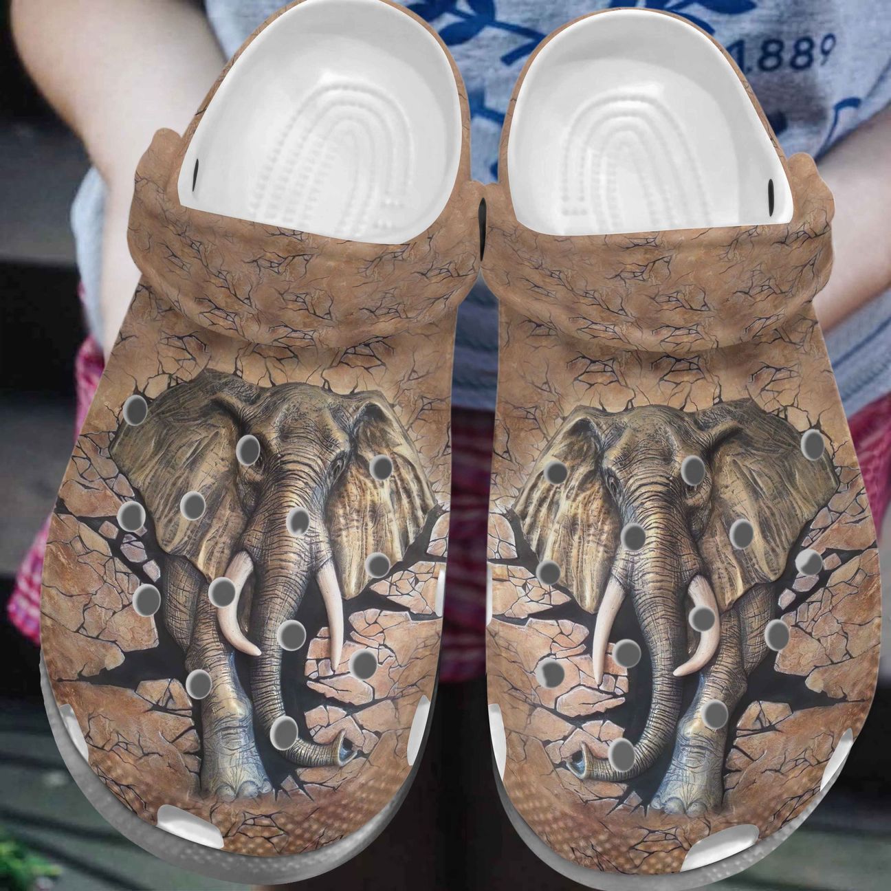 Elephant Personalized Clog, Custom Name, Text, Color, Number Fashion Style For Women, Men, Kid, Print 3D Breaking Through