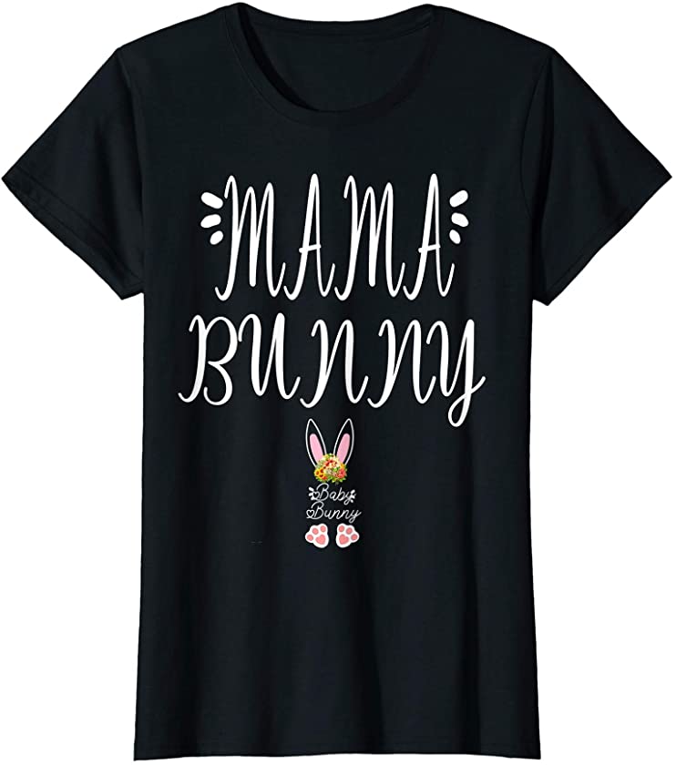 Womens mama bunny baby bunny easter pregnancy announcement pregnant T-Shirt